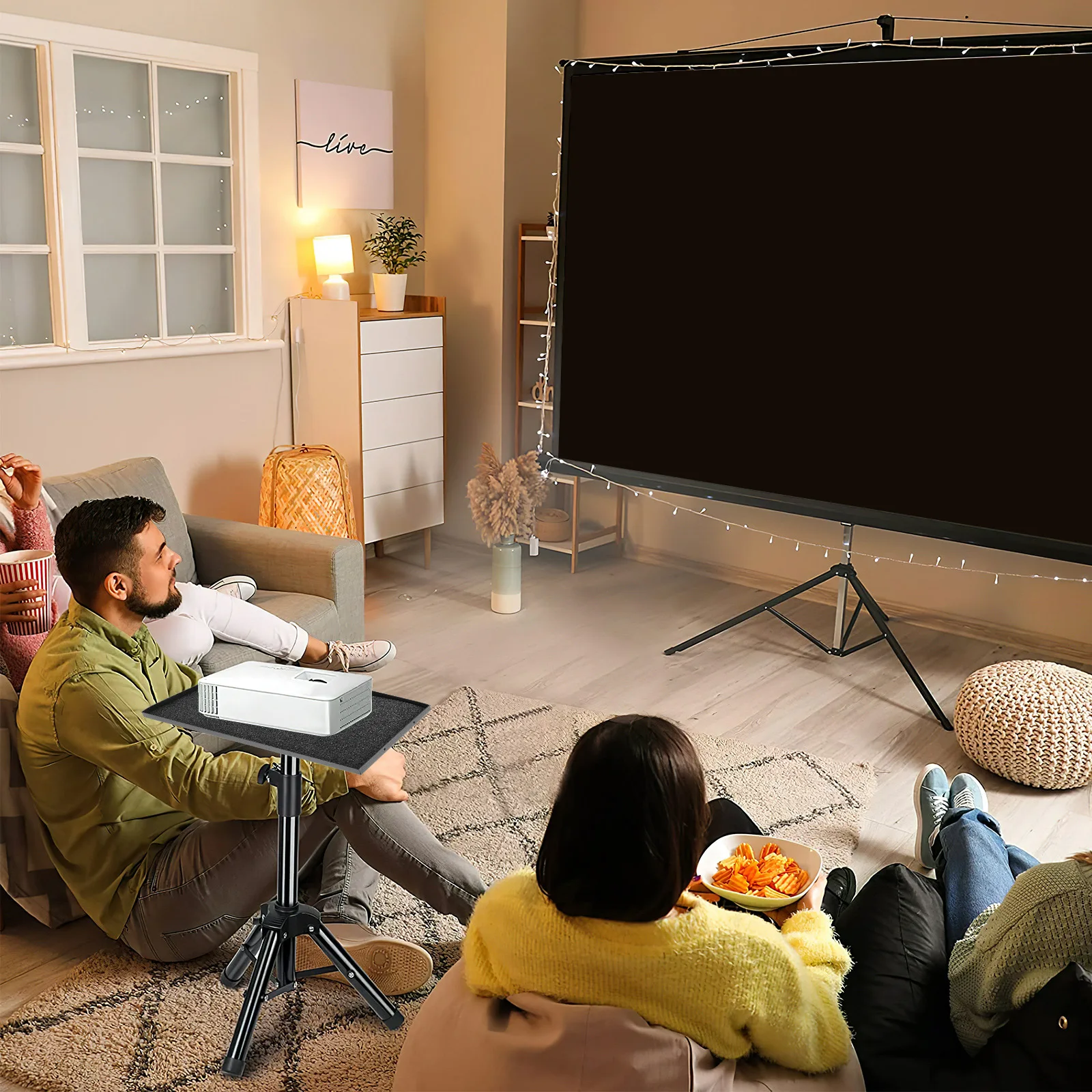 

Projector Bracket Laptop Holder Platform Tray Screen Mount Tripod Stand Shelf Steel Construction Non Slip Pads Retaining Straps