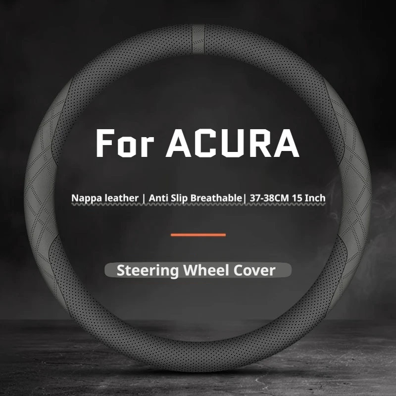 New For ACURA Car Steering Wheel Cover, Double‑Color Leather Breathable 38CM, Fit TLX RDX MDX ZDX Integra NSX Car Accessories