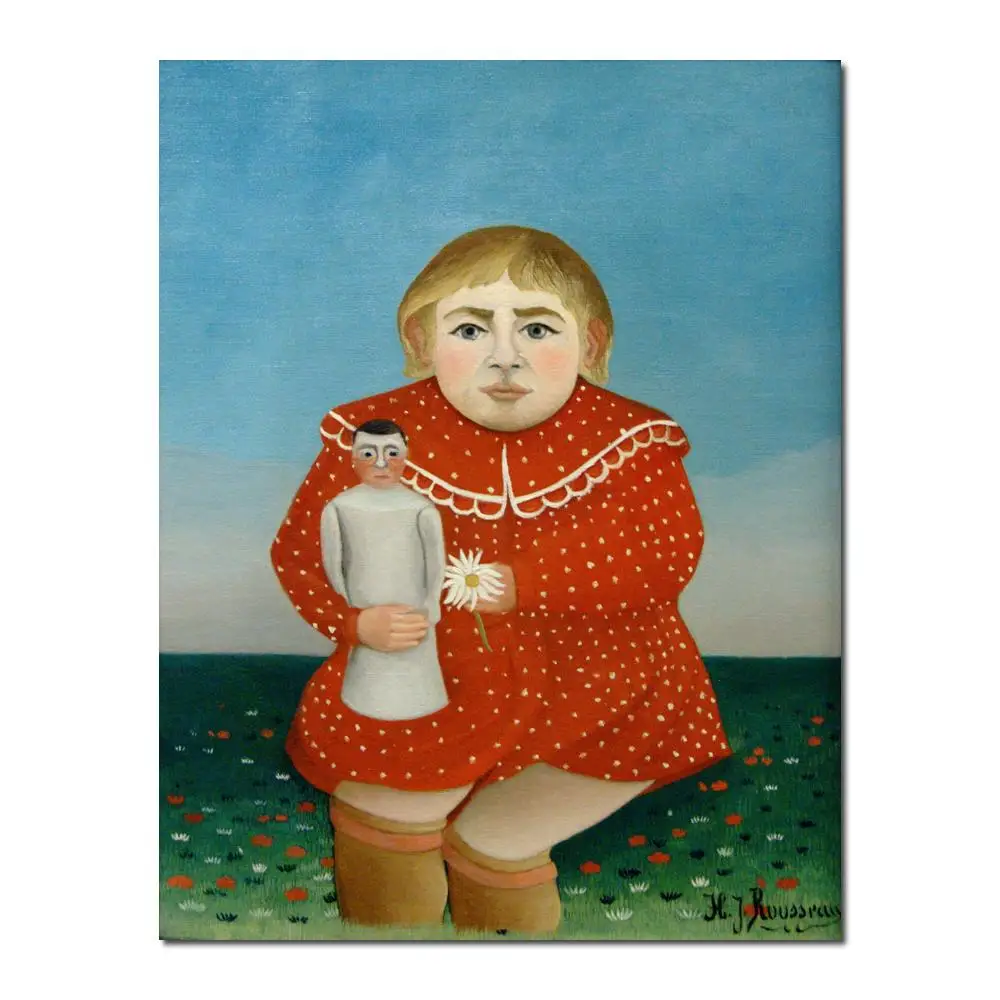 wall art modern The girl with a doll Henri Rousseau Paintings Hand painted High quality