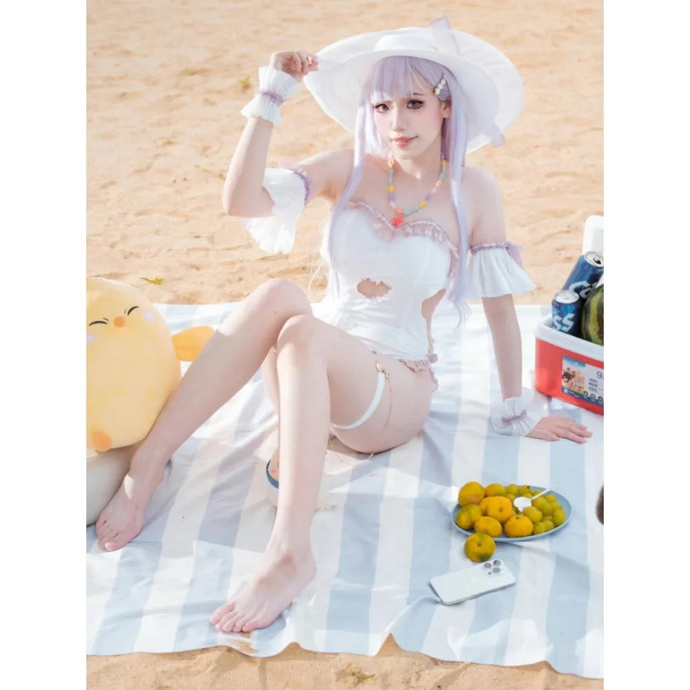 

Azur Lane HMS Plymouth Cosplay Sweet Heart Bodysuit Swimming Suit with Hat Cos Costume One-Piece Swimsuit Halloween