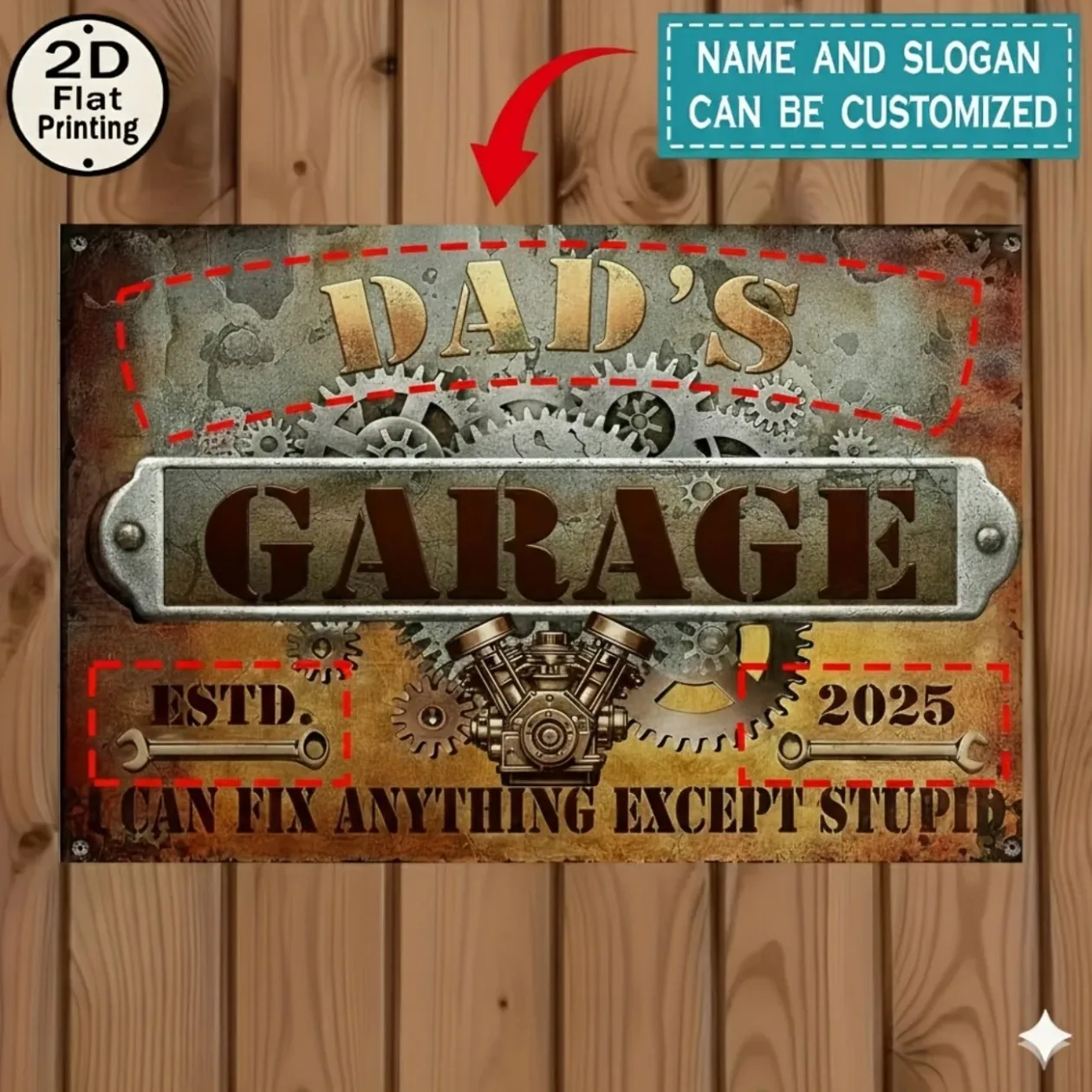 CIFbuy Personalized Garage Workshop Metal Sign,1pc Custom Text Dust & Water Resistant Home Decor (Only For Decoration)