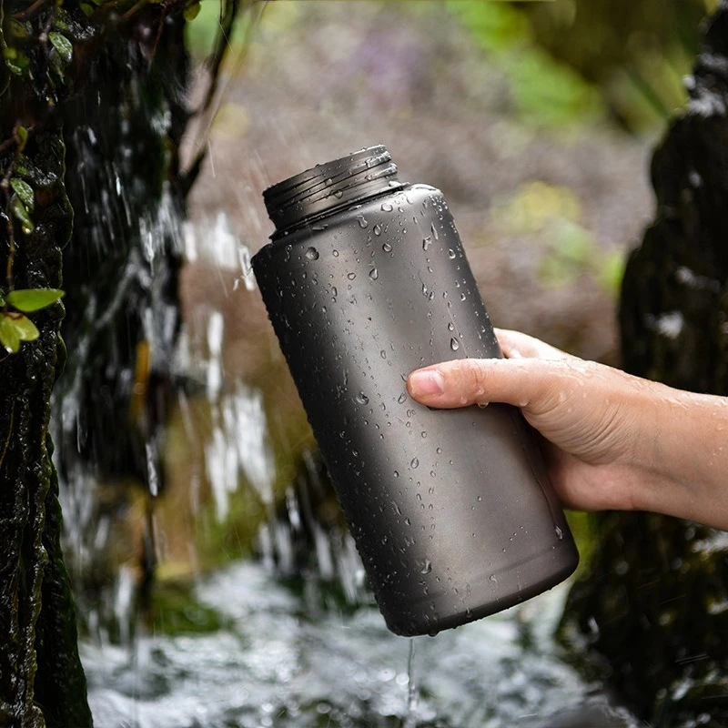 Boundless Voyage Single-layer Titanium Sports Water Bottle 1L Leakproof Drinkware Outdoor Cookware for Camping