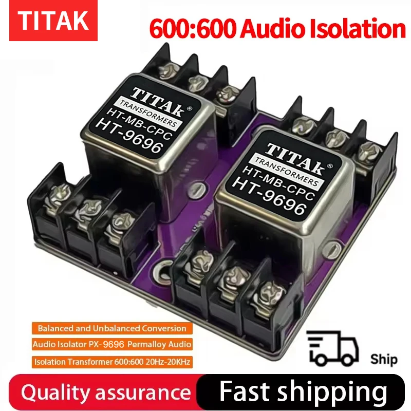 TITAK Permalloy Audio-Signaltransformator, symmetrische und unsymmetrische Umwandlung, Audio-Isolator, 600:600, 20 Hz–20 kHz, symmetrisch zu RCA