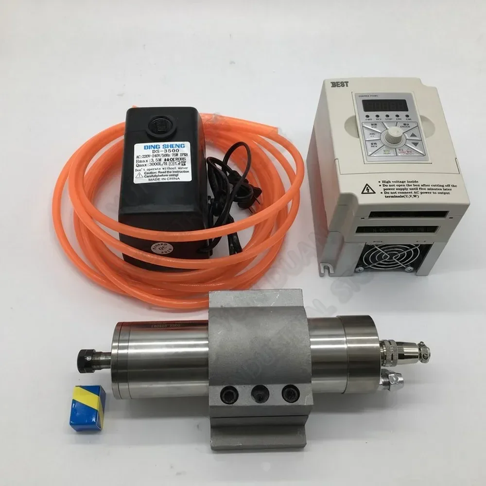 1.2KW 24000rpm - 60000rpm 62mm 220V ER11 Water Cooled AC Spindle Motor + 1.5kw 1000Hz VFD + Pump+ Clamp Kit for CNC Router