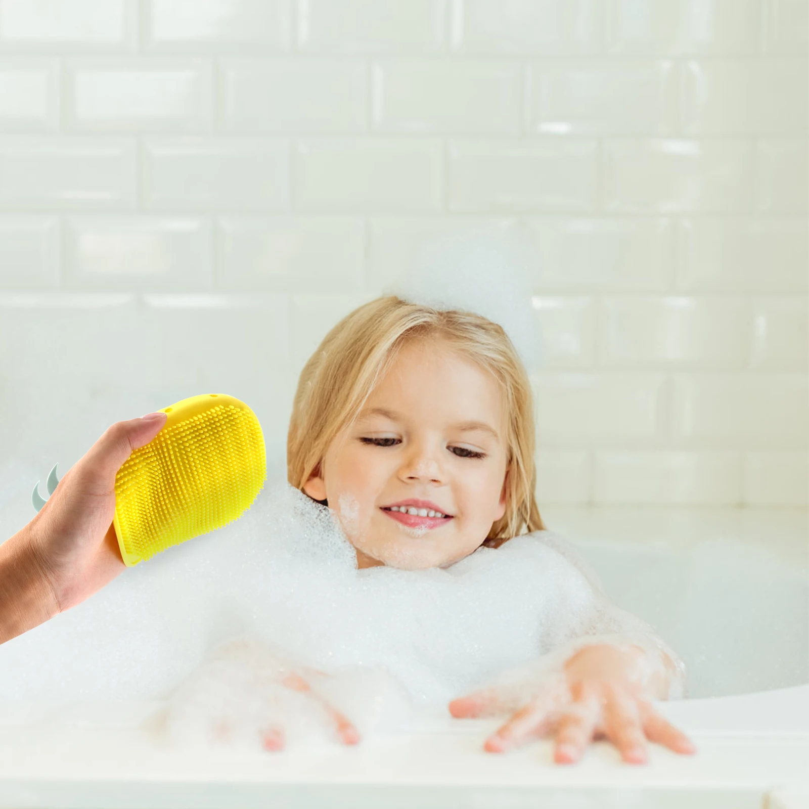 

Double Sided Silicone Scrub Brush Child Bath Kids Silica Gel Exfoliating Baby Scrubber