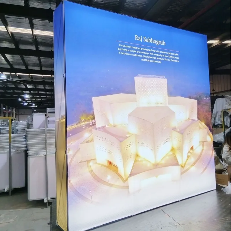 Aluminum alloy folding display stand 3x3 grid LED light box booth