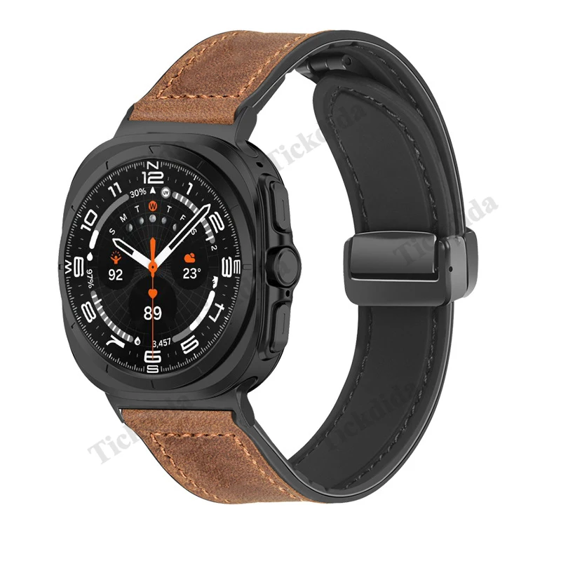 Correa de cuero genuino para Samsung Galaxy Watch, Correa de reloj Ultra de cuero para Galaxy Watch 7 Ultra, accesorios de pulsera de 47mm