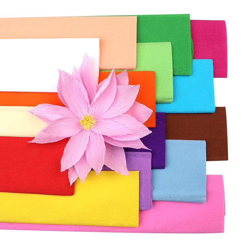 10pcs Soft Crepe Papers Colorful Tissue Papers Crepe Flowers for DIY Craft Projects, 50 X 100cm