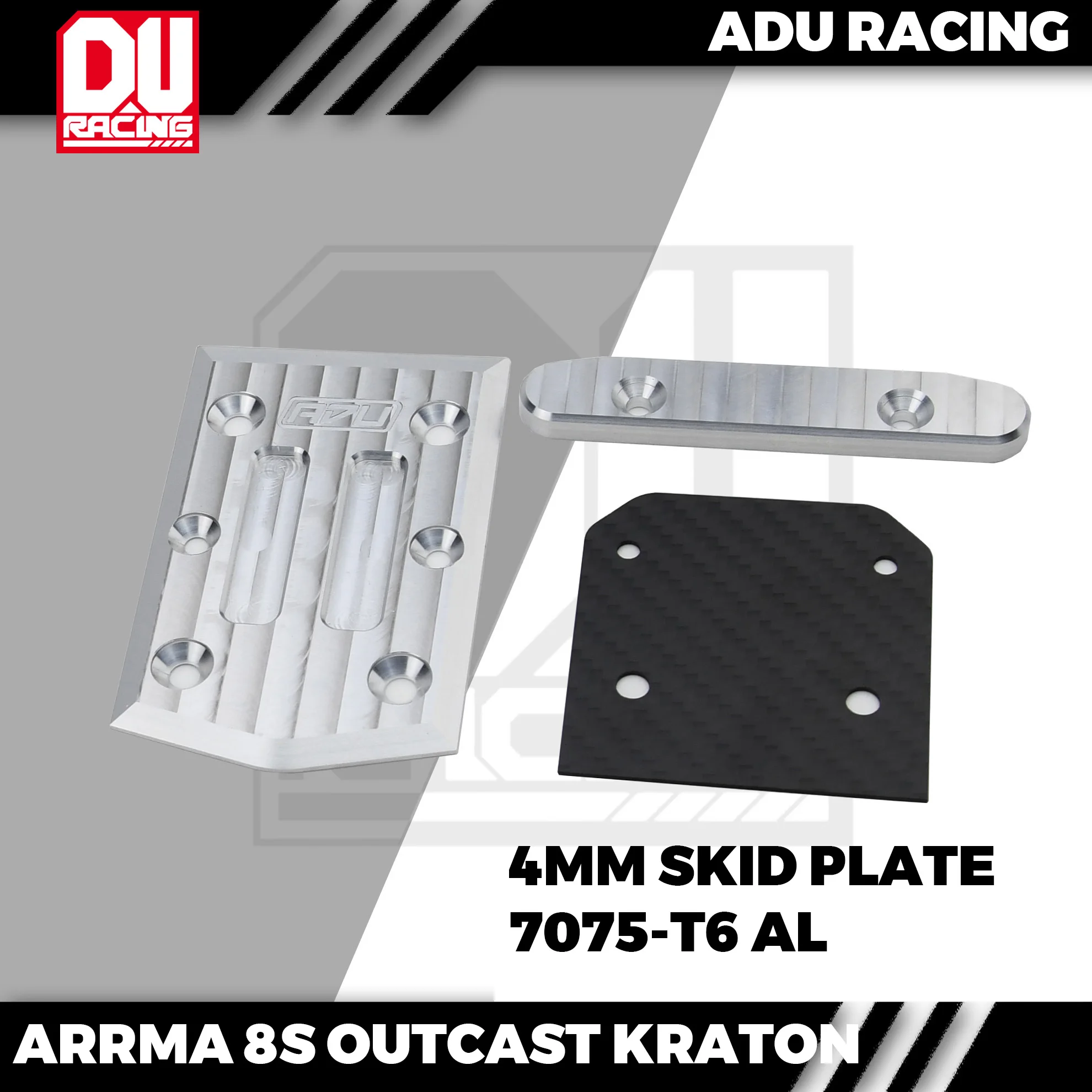 ADU RACING 7075-T6 AL SKID PLATE FOR ARRMA 8S 1/5 OUTCAST KRATON