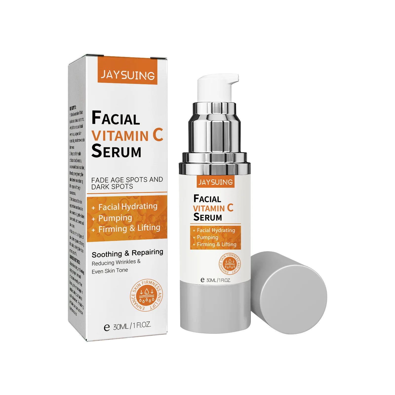 Sérum à la vitamine C pour le visage, estompe les taches de vieillesse et les taches foncées, hydratant et pompant le visage, raffermissant et liftant, déformable PAS, 30ml