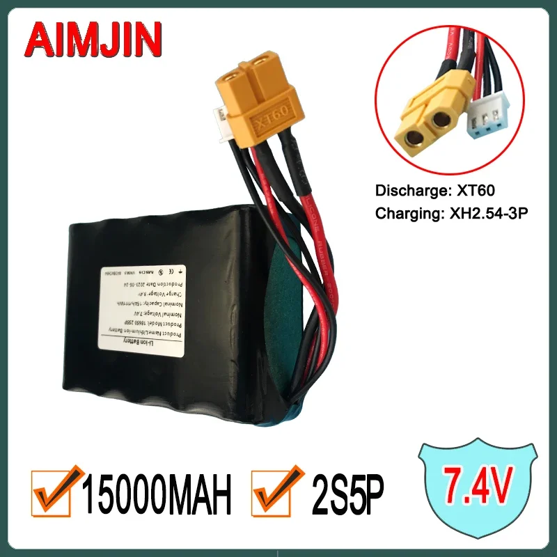 2S5P 7.4V 15000mAh High Capacity UAV Rechargeable Li-ion Battery 15Ah for Various RC Airplane Quadrotor