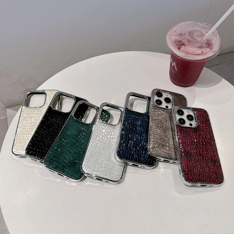 Polish Skin Cell Phone Case for iPhone 16 15 Pro Max 14 Plus 13 12 11 Plating TPU Cover Shockproof Bumper Coque Anti-knock Shell
