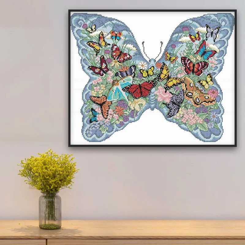 

Набор для вышивки крестом Joy Sunday с предварительной печатью, легкий узор, набор для вышивки из ткани Аиды, бабочки в виде бабочки