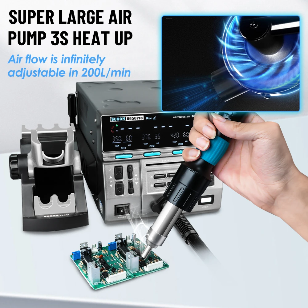 SUGON 8650pro 1300 W Heißluft Rework Station 3 Modus Digital Display Intelligente BGA Rework Station Für BGA PCB Chip reparatur Werkzeug