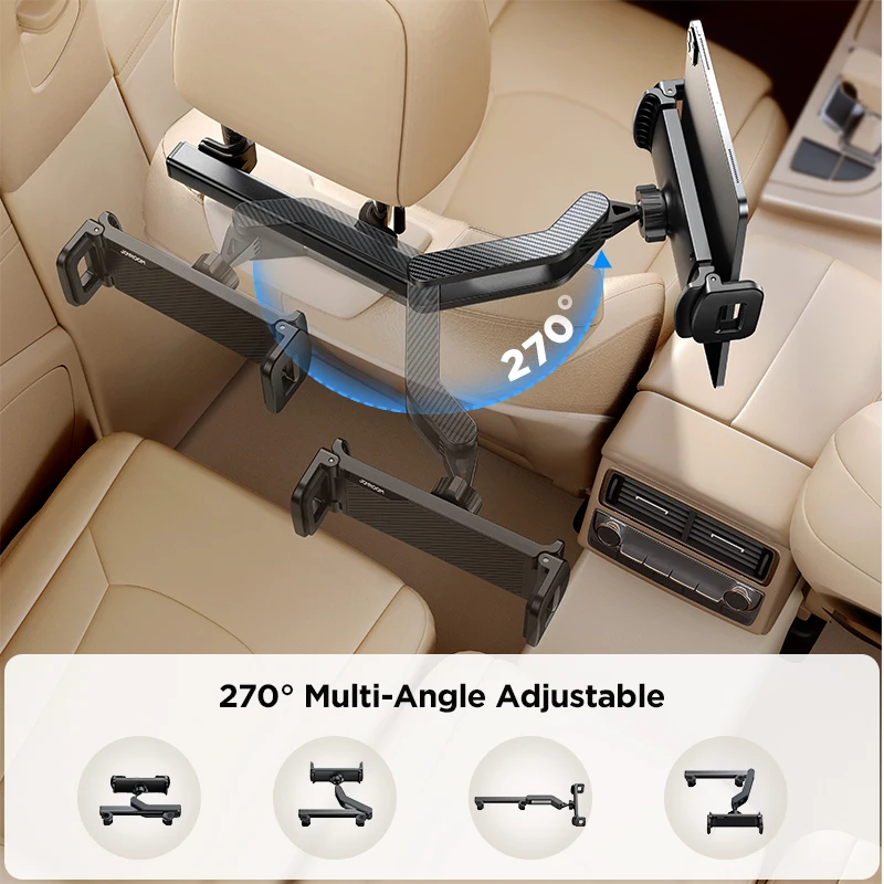 JOYROOM Tablet Holder for Car Headrest Folding Extension Arm iPad Holder for Car Backseat for Kids For 4.7-12.9\