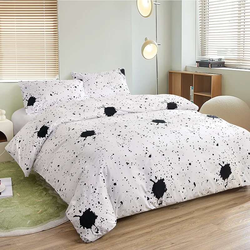 1pc Duvet Cover Or 2pcs Pillow Case Adult Comfortable Quilt Cover EU AU FR Size Black White Star Geometric Pirnting Home Bedding