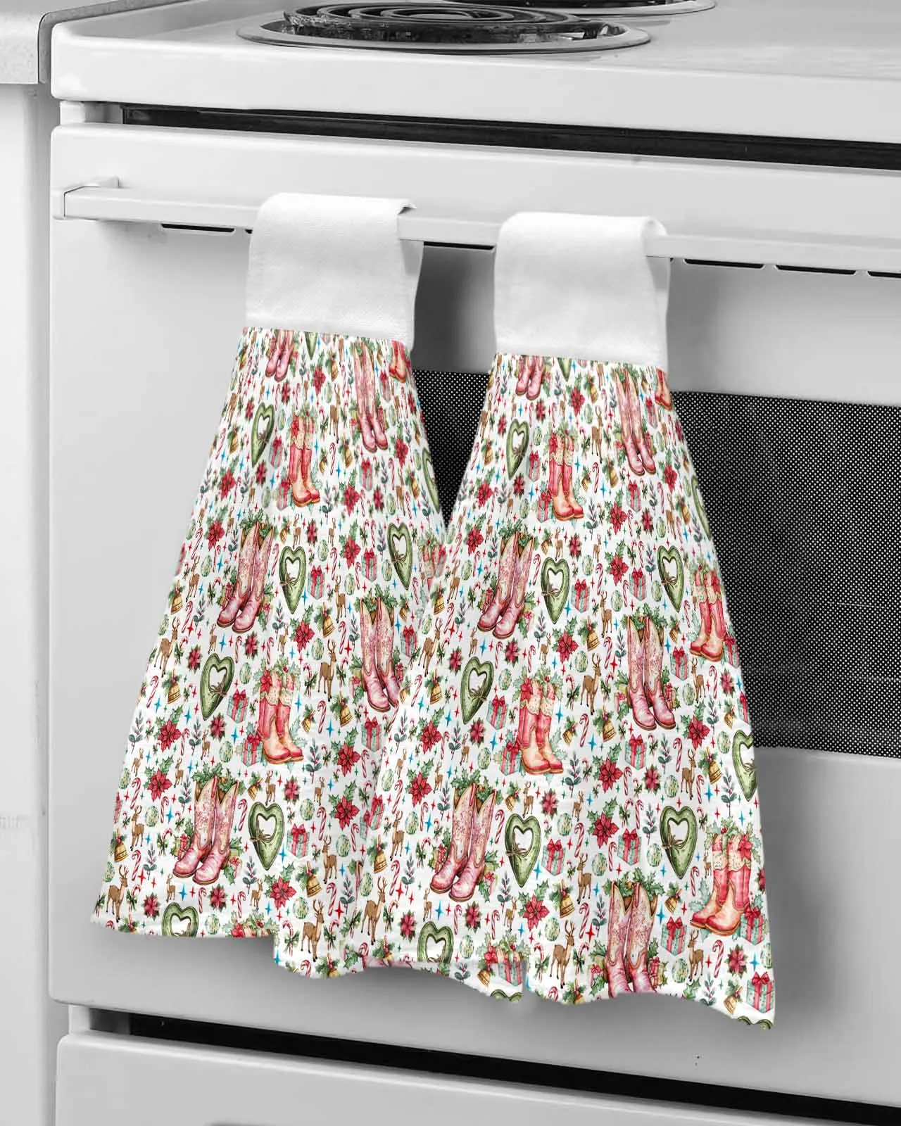 Christmas Winter Boots Plant Gift Towel Bathroom Supplies Soft Absorbent Towel Kitchen Accessories Cleaning Dishcloths