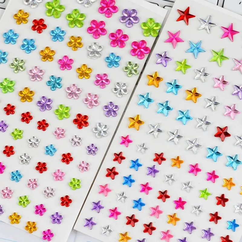 Stern- und herzförmige Edelstein-Glitzer-Gesichtsaufkleber, Strass, selbstklebendes Fake-Tattoo für Party, Bühne, Make-up, Edelsteine, Aufkleber – Detail 3