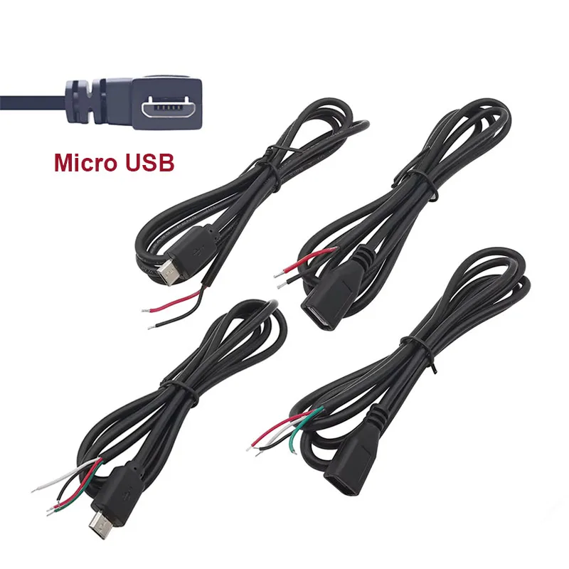 

Micro USB 2.0 A male female Jack cable 4 Pin 2 Pin core Wire Charge power extension Cord Connector DIY