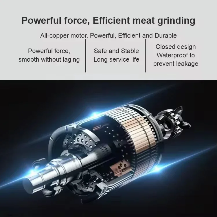 Automatic Stainless Steel Meat Grinder Mincer Slicer with Removable Blade Portable Design Adjustable Thickness