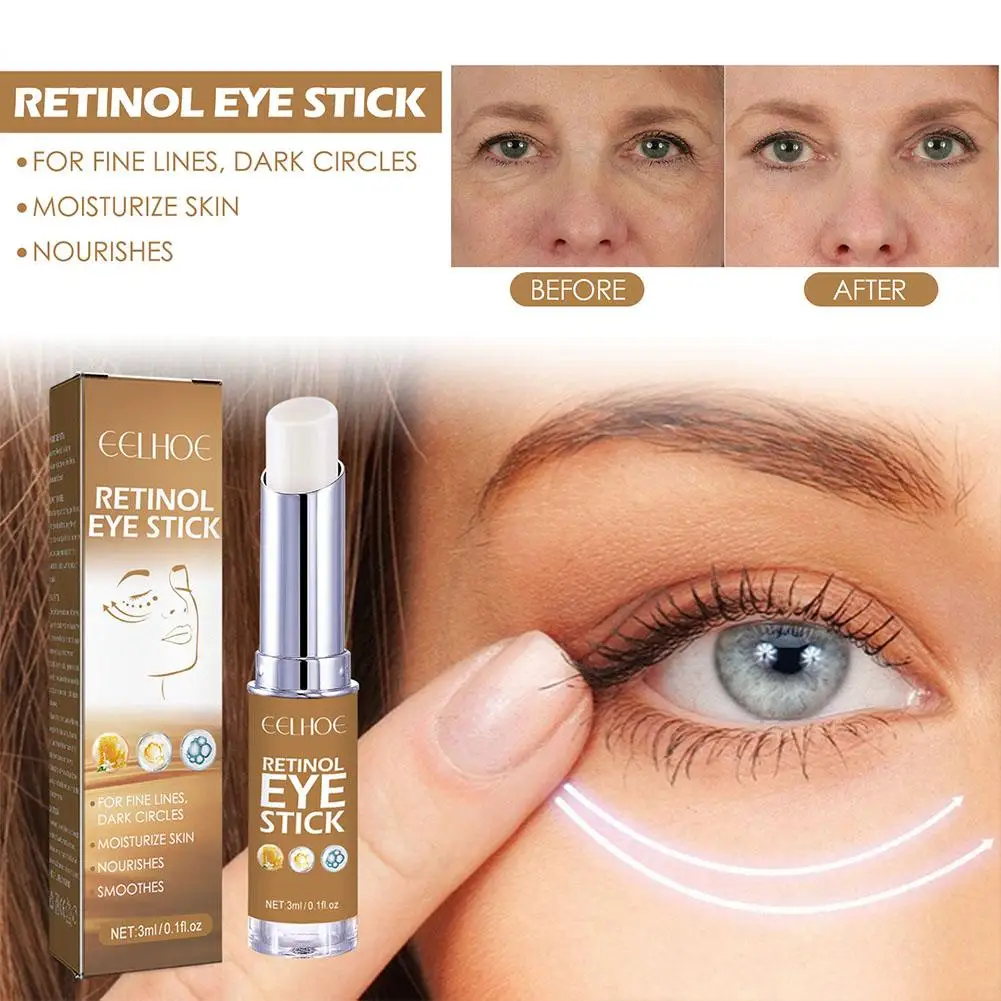 Crema iluminadora de ojos, removedor de Círculos oscuros, hidratante de Retinol, palo de ojos para ojeras e hinchazón, 3ml