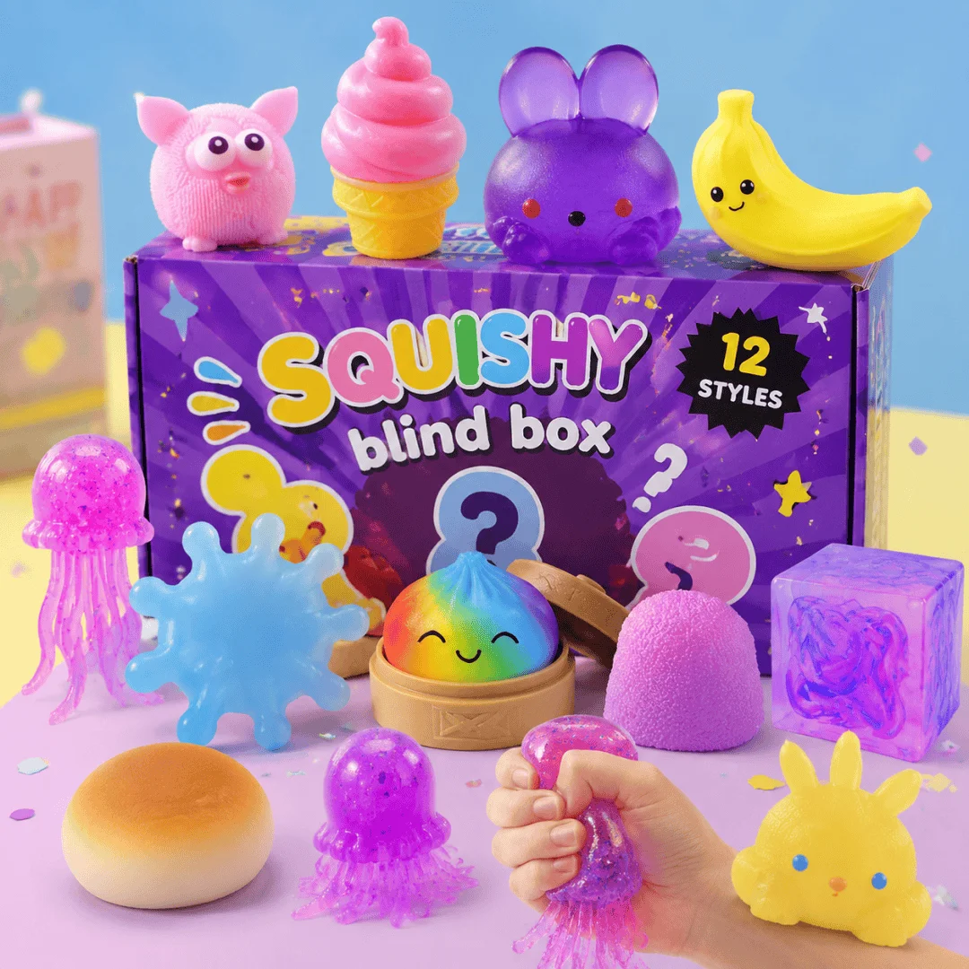 Überraschungs-Geburtstagsgeschenk Blind Box: Glänzende Katzenpfoten-Squishy-Mochi, Künstlicher Sesam-Snack Quetschspielzeug, Beruhigendes Taschenspielzeug für Alle Altersgruppen