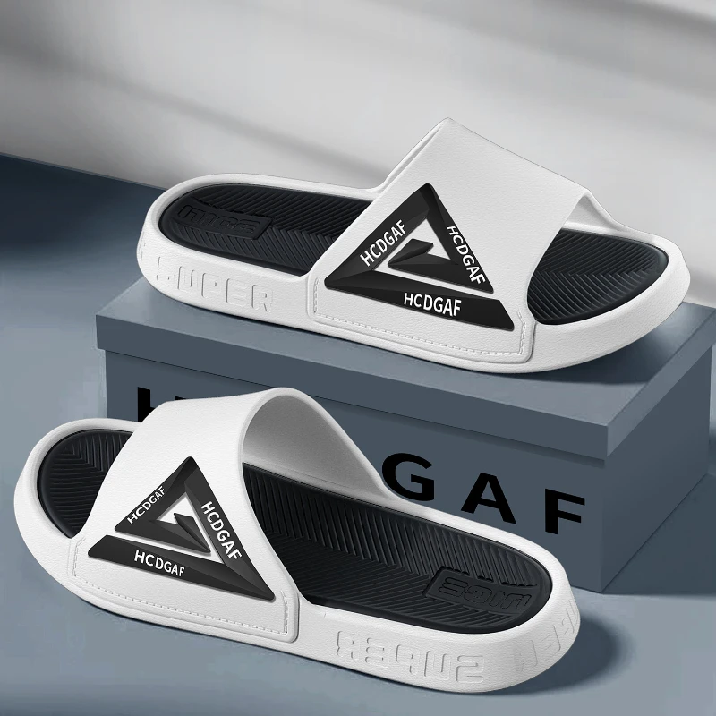 

Summer Unisex PVC Flat Slippers Indoor Non-slip Bathroom Silent Slides Outdoor Beach Chunky Durable Sandals Sandalias Hombre New