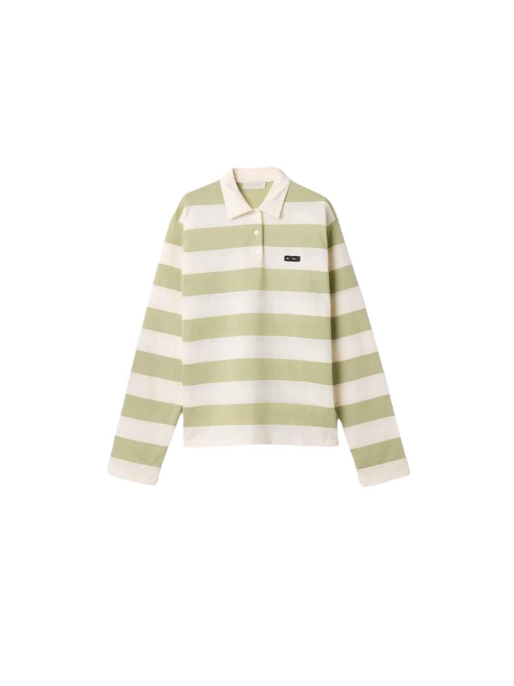 

Summer 2026 Long Sleeve Shirt Contrast Color Stripe Letter Logo Decoration Men's Women's Casual Cotton Youth Trend