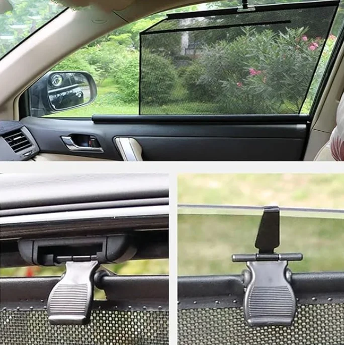 

Summer Car Mesh Sunshade Magnetic Blocks Sunlight Heat Curtain Car Rear Window Automatic Protect Privacy Retractable Sunshade