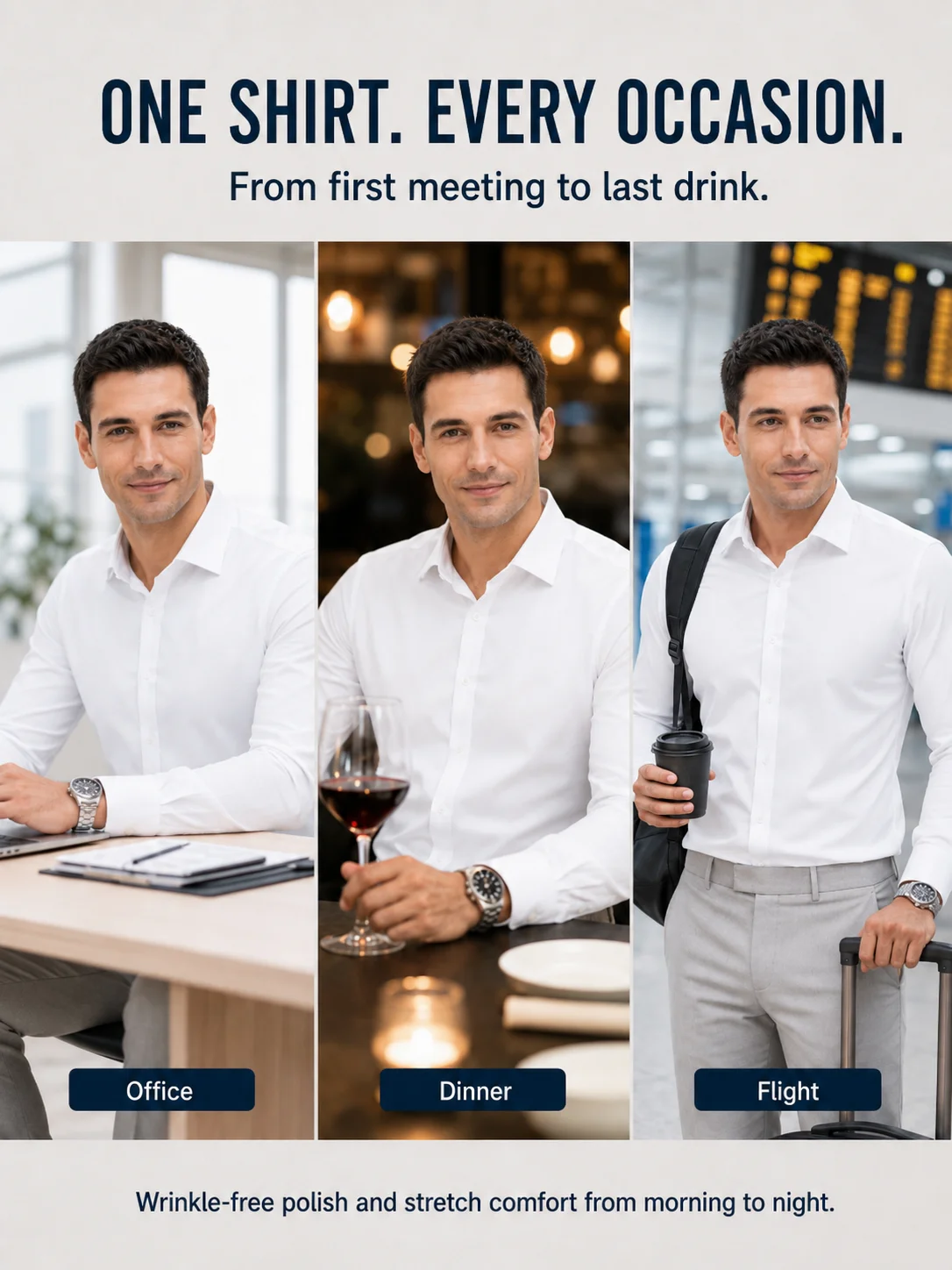 Mens Non-Iron Stretch Dress Shirt Long Sleeve Wrinkle-Free Business Casual Office Shirt Breathable Easy Care Formal Workwear Top - view 4