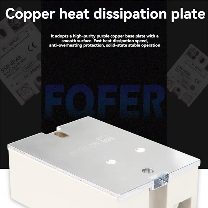 New!SSR-40AA Solid State Relay 40A Single Phase Module 80-250VAC Input 24-380VAC Output For PID Temperature Control