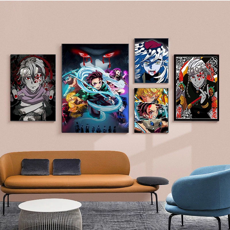 Japanese Anime Demon Slayer Ghost Killing Blade Poster Prints Canvas Art Painting Wall Pictures Home Bedroom Living Room Decor