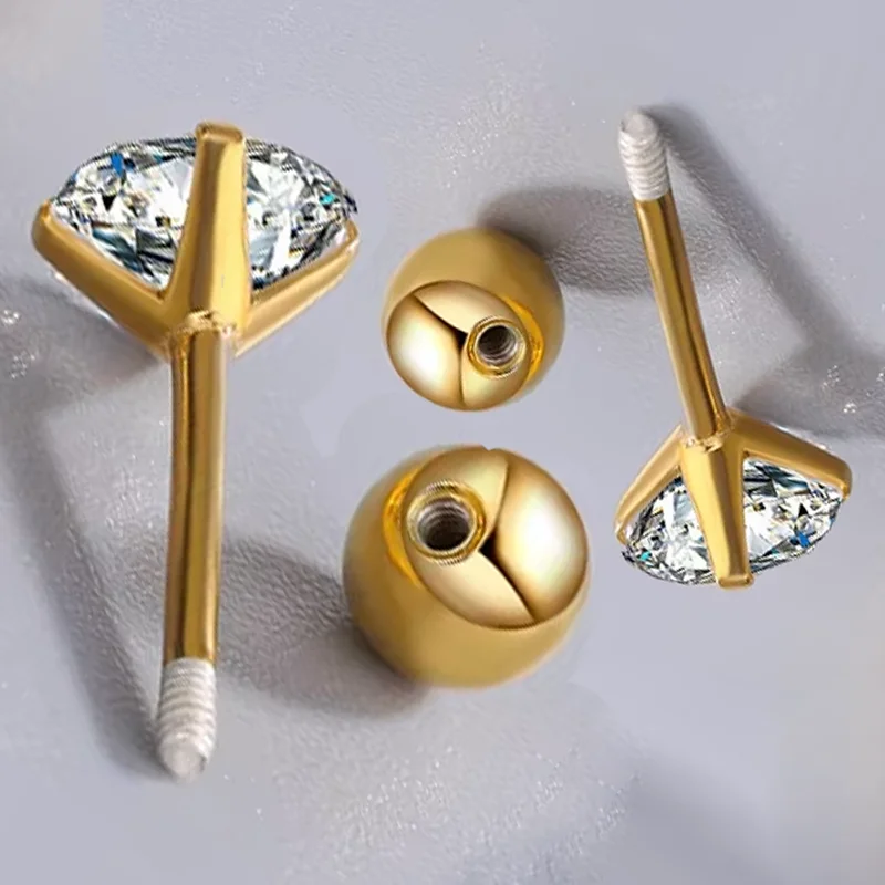 Stamp 925 Sterling Silver Stud Earrings Women Two Ball Fine Jewelry Woman Earrings Stud Keep Piercing Nut