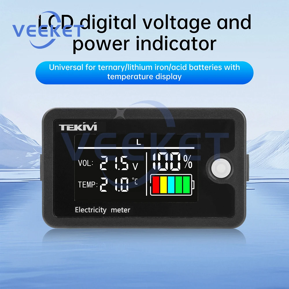 DC 8-100V LCD Digitale Voltage Power Meter Ternaire/Lithium-ijzer/Zuur Batterij Capaciteit Indicator voltmeter