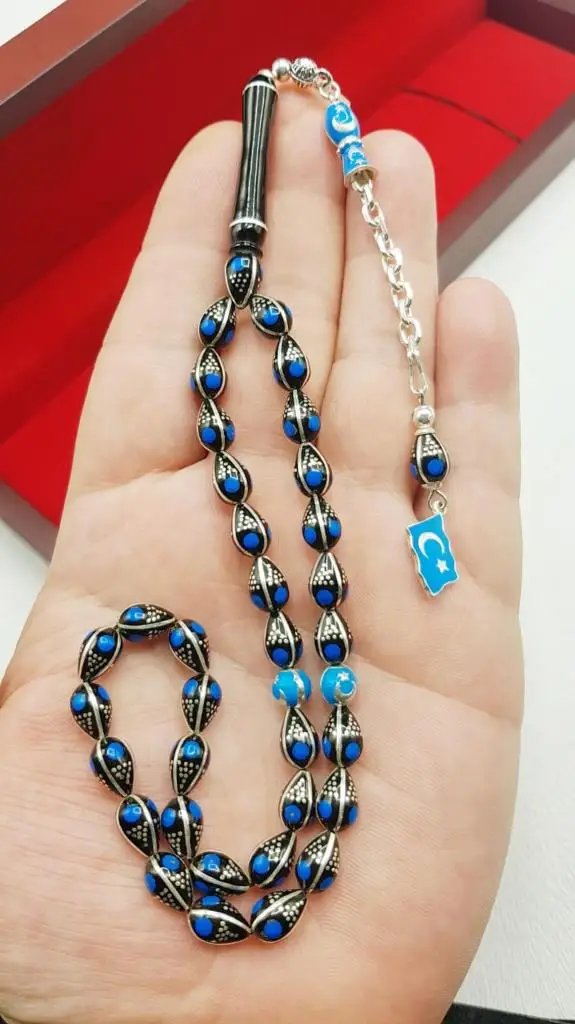 OLTU stone drop MODEL silver blue processing rosary