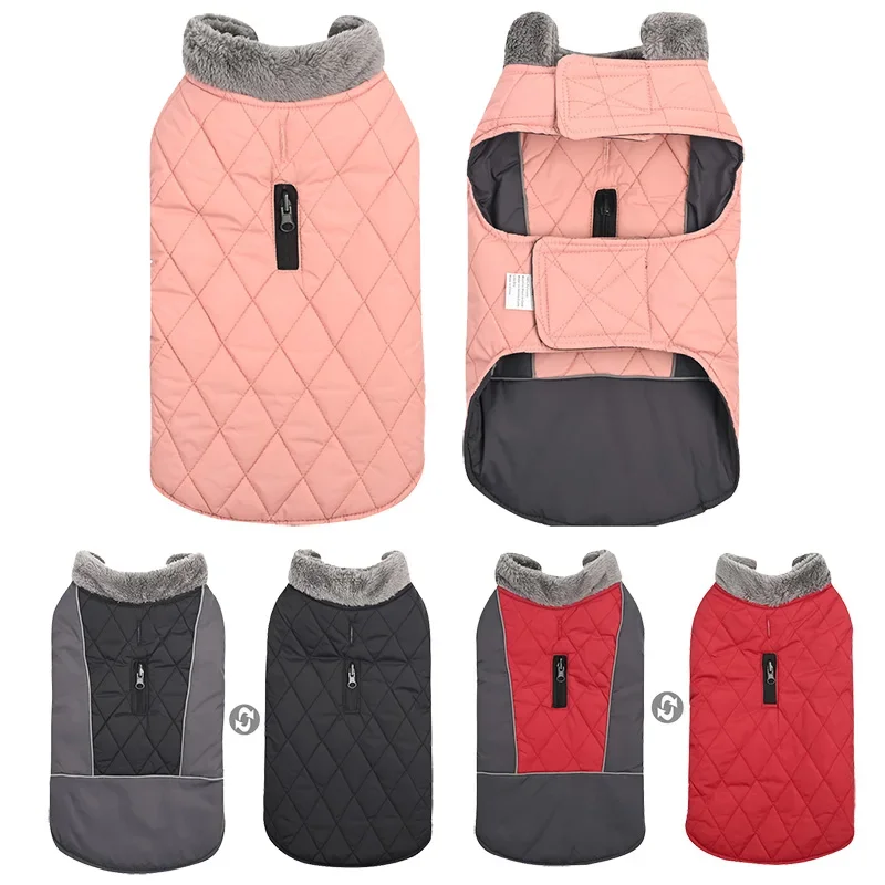 Padded Winter Clothes for Small Medium Large Dogs Jacket Waterproof Pet Vest Reversible Bulldog Coat Pug Yorkshire French Outfit