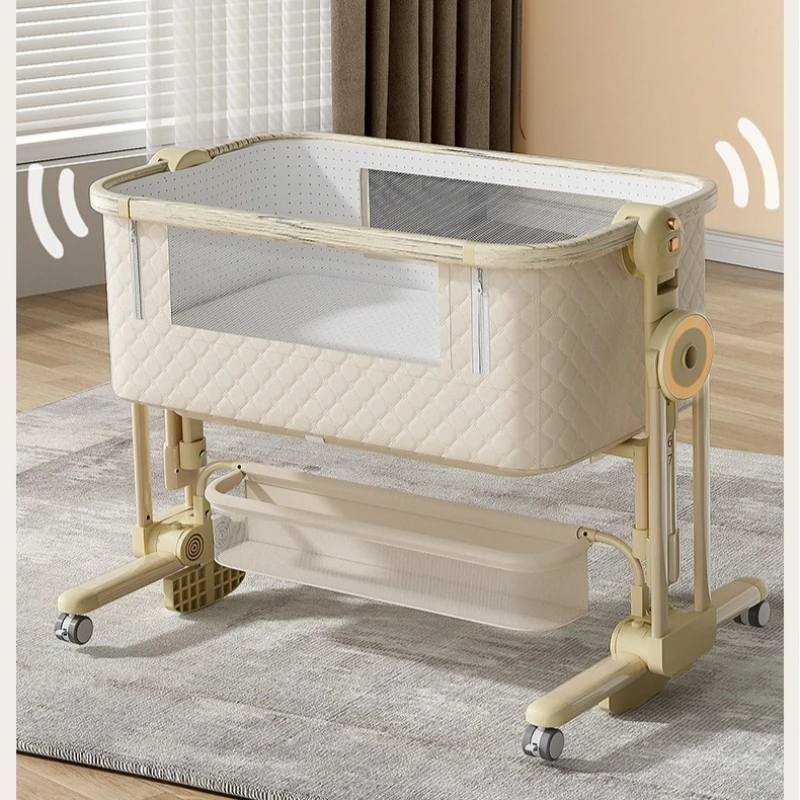 다기능 아기 침대 바퀴 달린 기저귀 교환대 알루미늄 합금 접이식 휴대용 요람 신생아 연결 침대