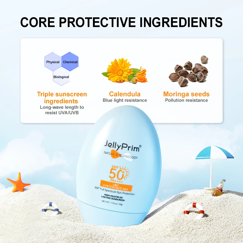 SPF 50+ Facial Sunscreen Whitening Sun Cream UV Protection Moisturizing Lightening Body Facial Sun Blocker for Face Skin Care