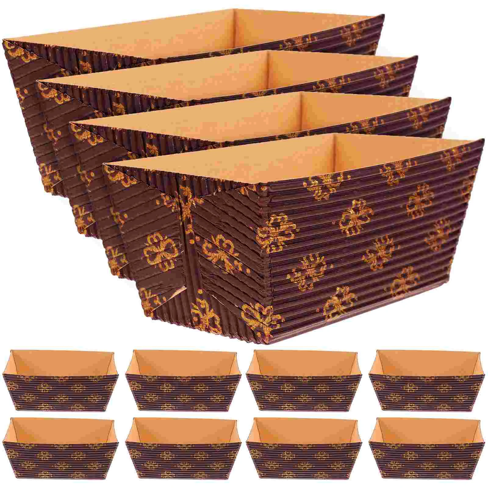 

25 PCS Corrugated Loaf Pans Set Heat Resistant Paper Rectangular Baking Trays Paper Trays Disposable Mousse Cake Cups Rectangle