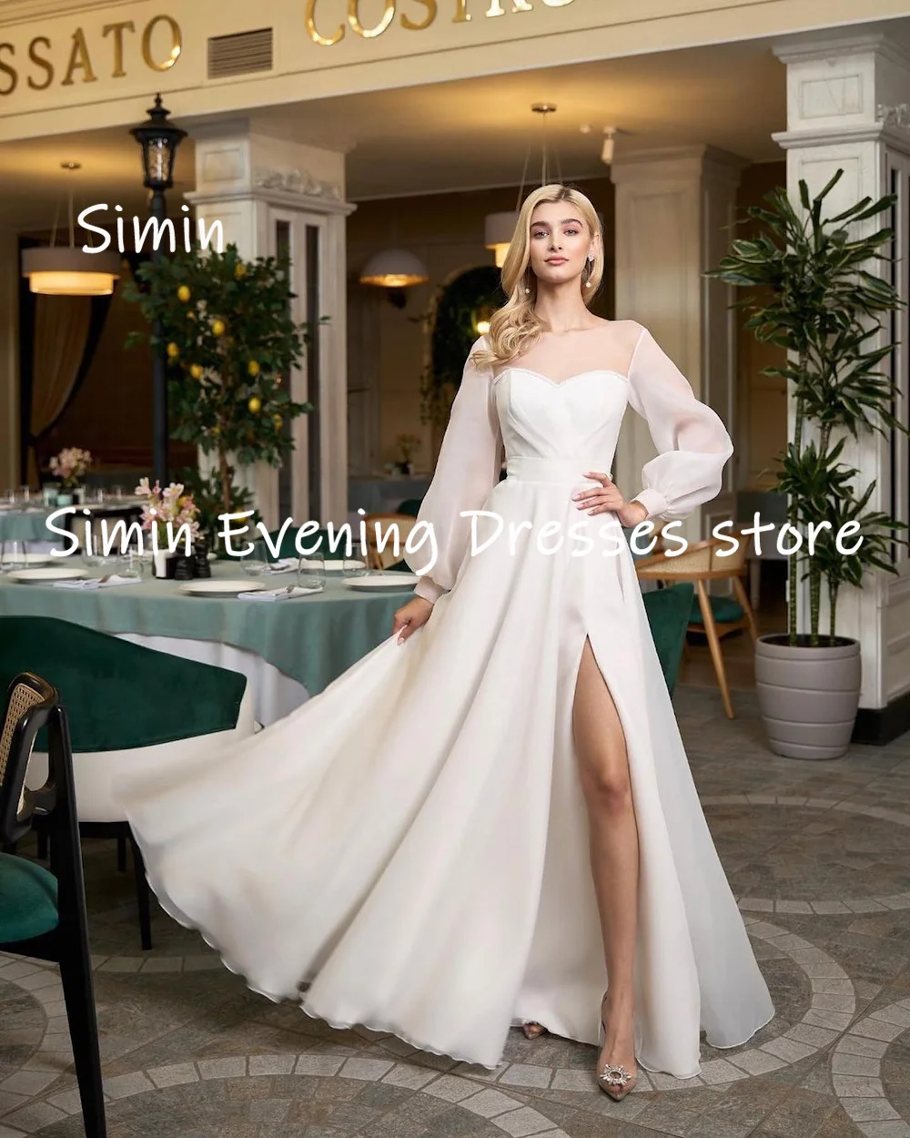 Simin Tulle A-line Boat Neck Ruffle Populer Formal Prom Gown Floor-length Evening Elegant Party dresses for women 2023