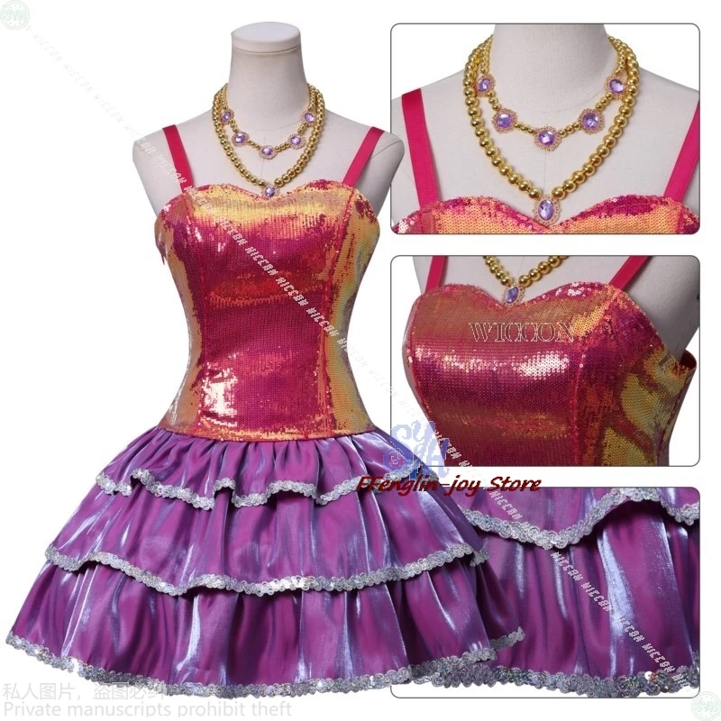 

Jirai Kei Girls Lolita Halloween Cos Anime Dream Movie Cosplay Fashion Hot Pink Girls Mini Sling Top Sparkling Y2K Fancy Dress