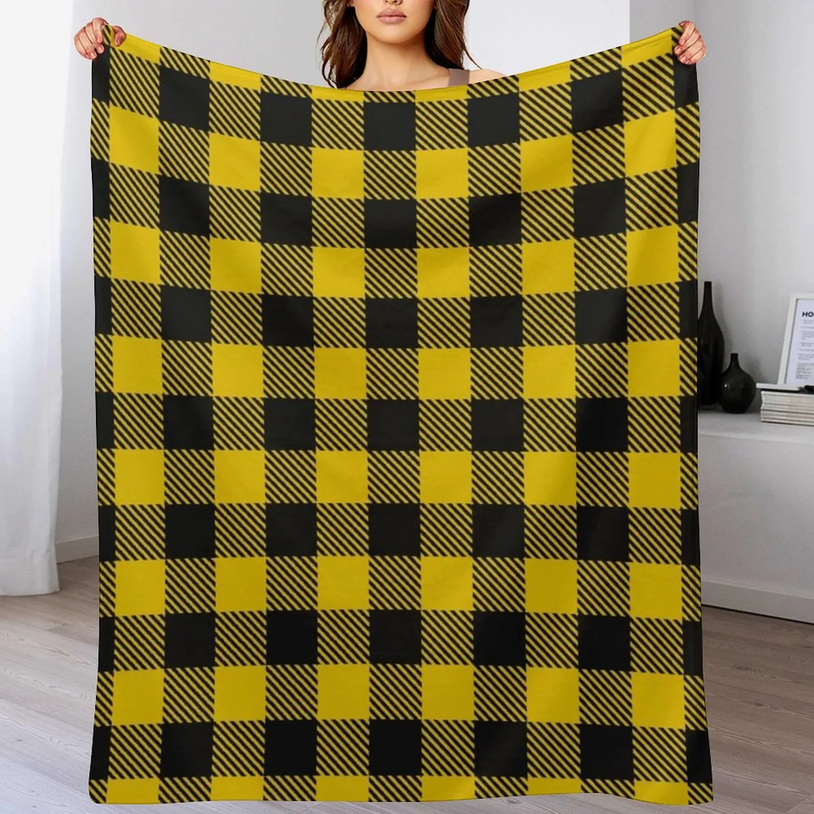 

Yellow and Black Buffalo Plaid Throw Blanket Sofa warm winter Sleeping Bag Fashion Sofas Blankets