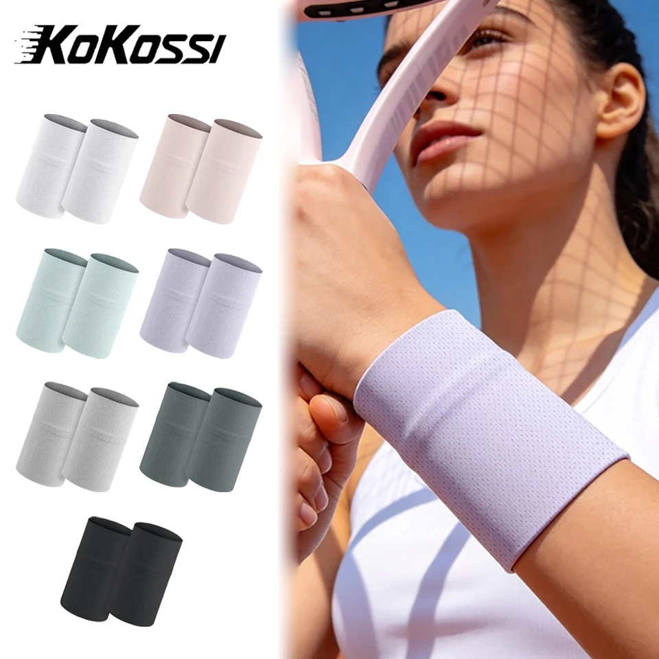 KoKossi 1Pair Ice Silk Elastic Wristbands Soft Breathable Cooling Adult Children Outdoor Sports Sweat Wrist Bands Running