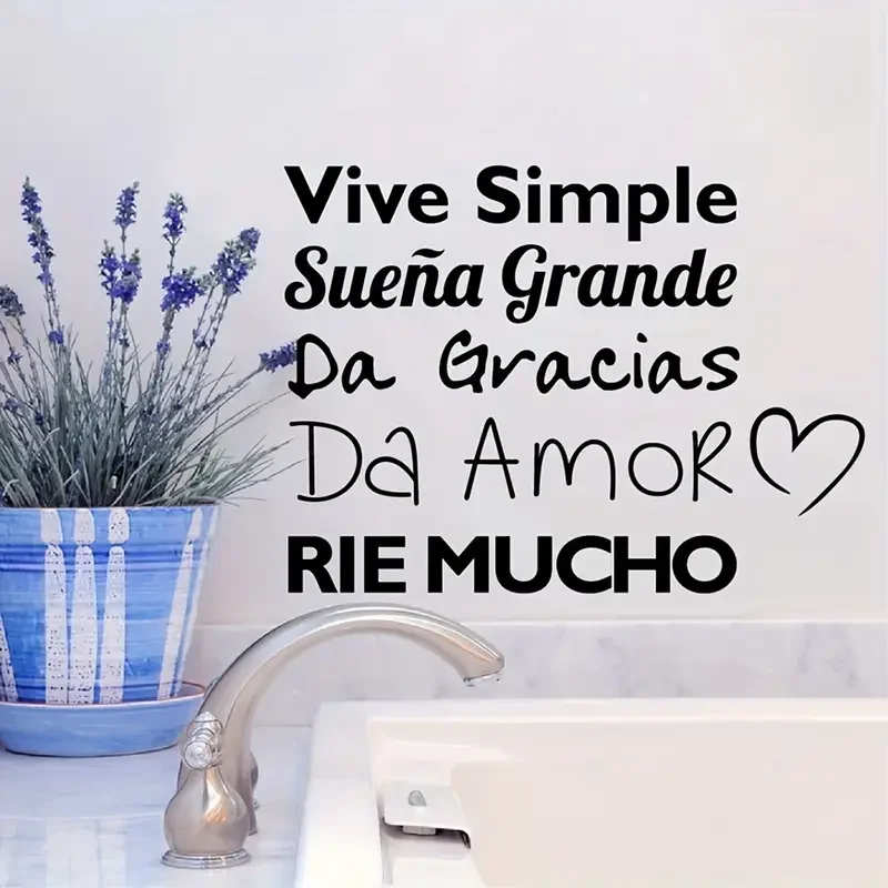 

1pc Carved New Spanish Sentences Wall Stickers, Vinyl Decal For Room Decoration, Wall Sticker For Living Room Decor