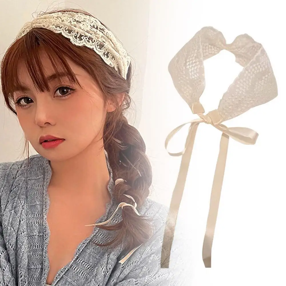 

Головной убор кружевной в Корейском стиле, головной убор, шапочка, шарф, аксессуары для волос, милая квадратная повязка на голову для девушек, Co F7g5, на лето