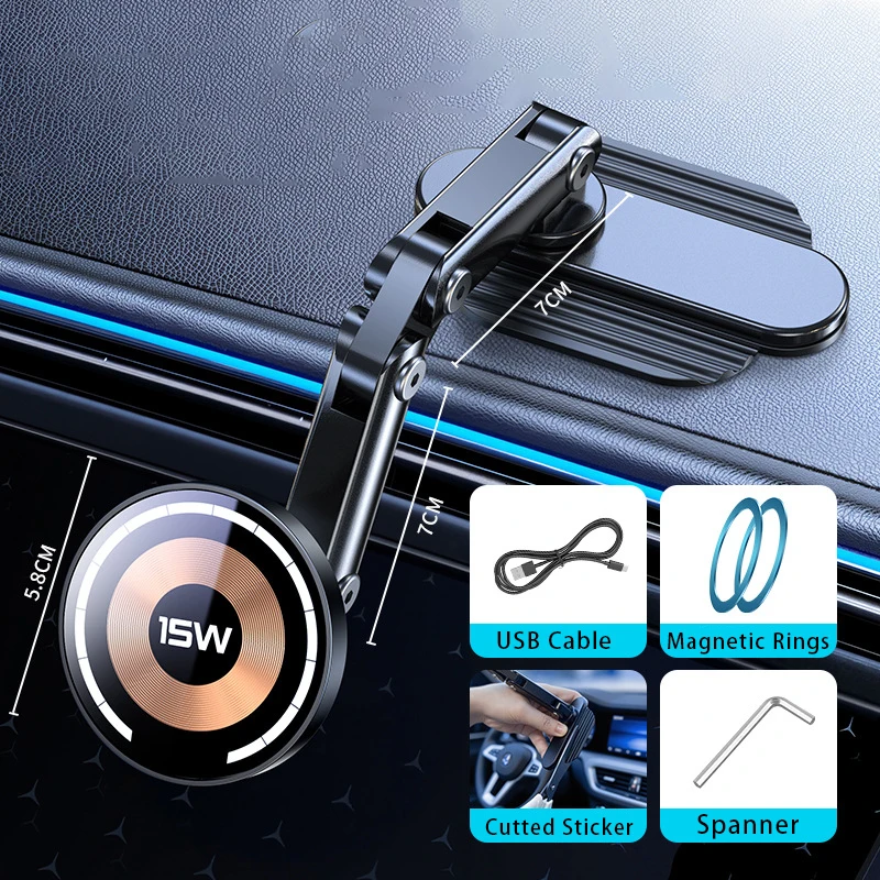 Magnetische Auto Draadloze Oplader Stand Magneet Auto Mount Snel Laadstation Telefoon Houder Beugel Voor Macsfae iPhone 15 14 13 12