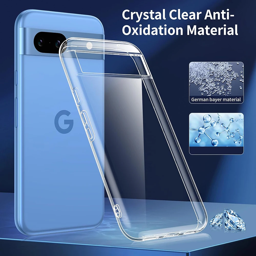 Ultra Thin Silicone Soft Case For Google Pixel 9 8 8A 7 7A 6 6A Pro Clear Transparent Slim Back Cover Shockproof Shell Fit Case