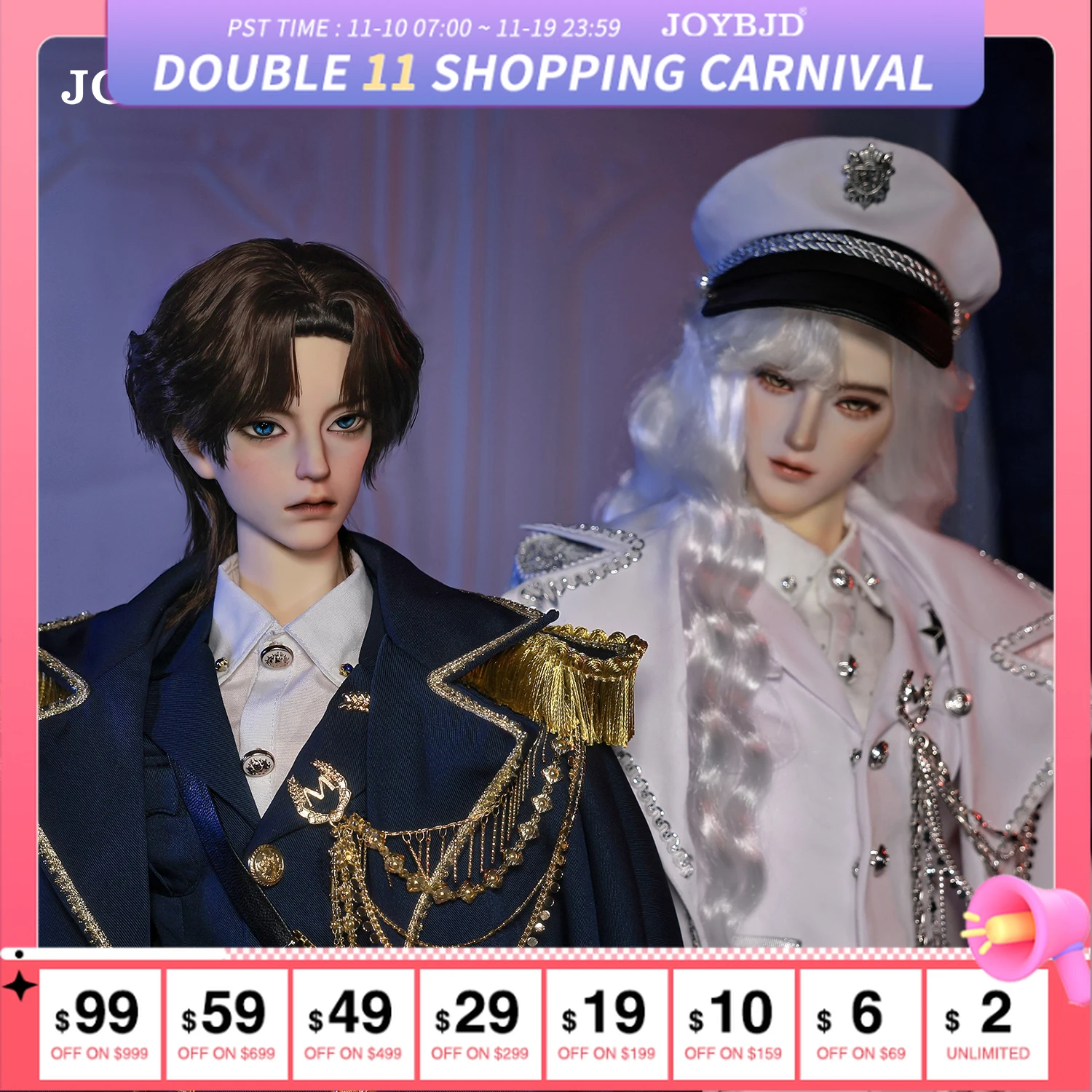 

Joybjd Ravid D Valen A 1/3 BJD Doll with Joshua Body Armed Warlordism Military Officer Uniform Guard Leading Cadre Resin Dolls