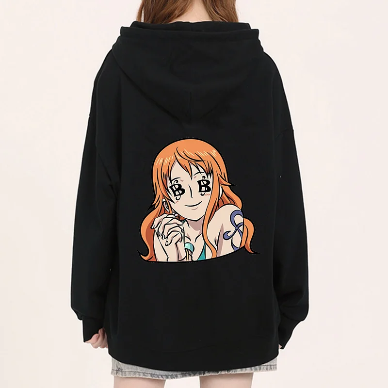 Sudaderas con capucha de una pieza de Anime para hombres y mujeres, Jersey informal de mono Nami, ropa de juego de rol, ropa de calle de otoño e invierno