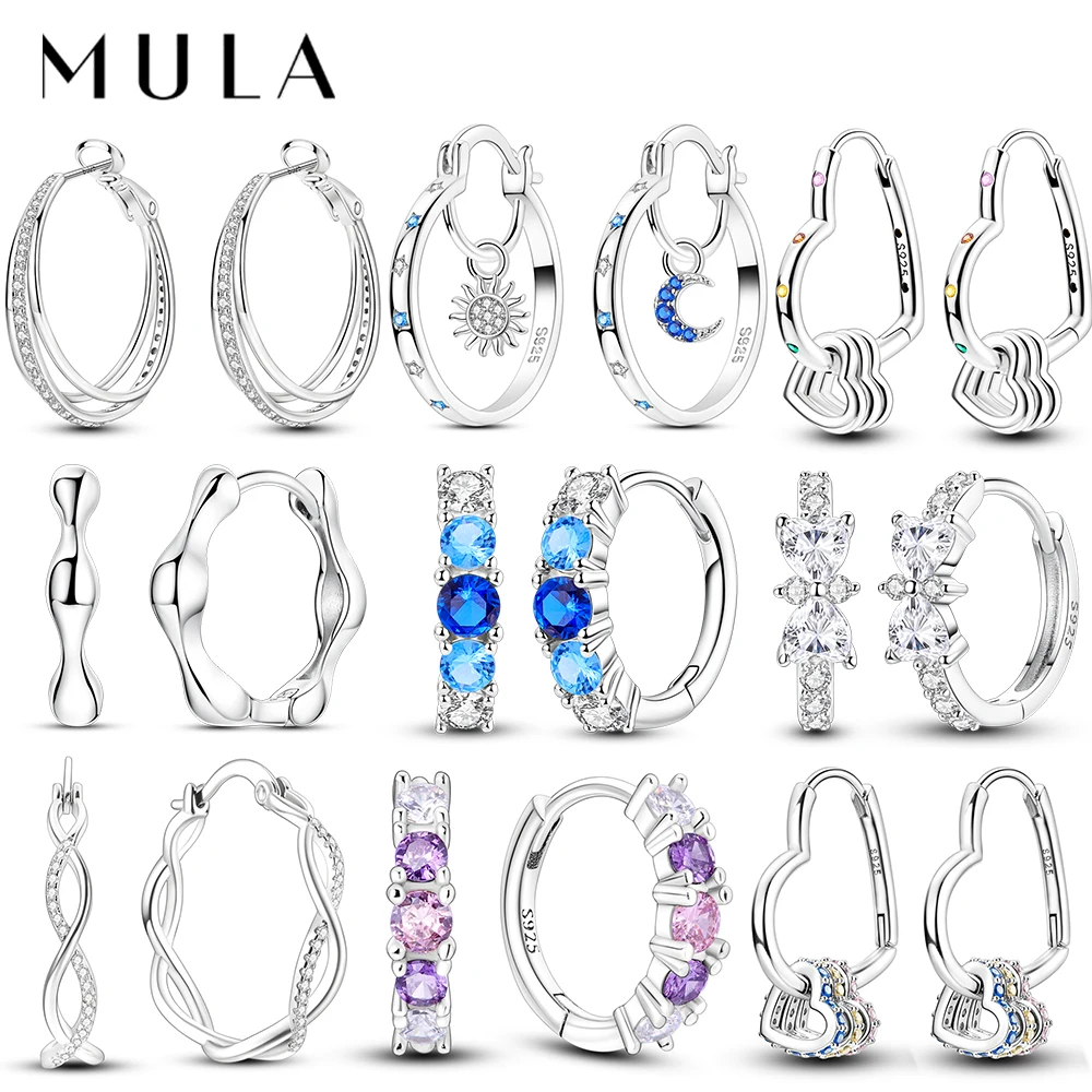 Mula 925 prata esterlina zircão círculo argola brinco para mulher original pendientes jóias finas para mulher presente diy